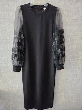 SW black midi dress with balloon sleeve size S.